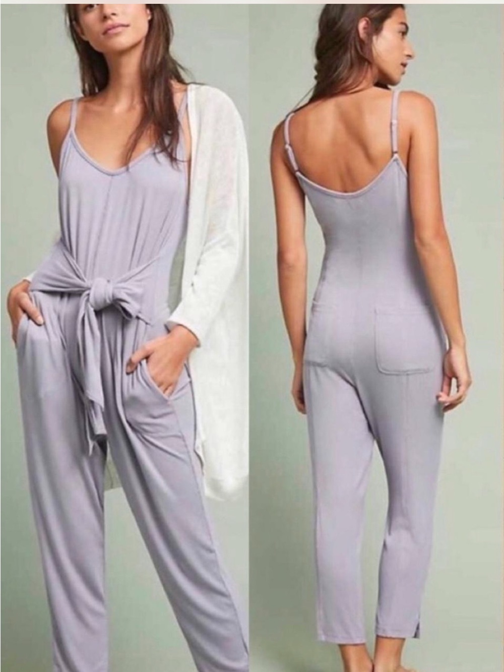 Anthropologie Saturday Sunday Thorpe Lavender Tie Waist Slouchy Jumpsuit Large